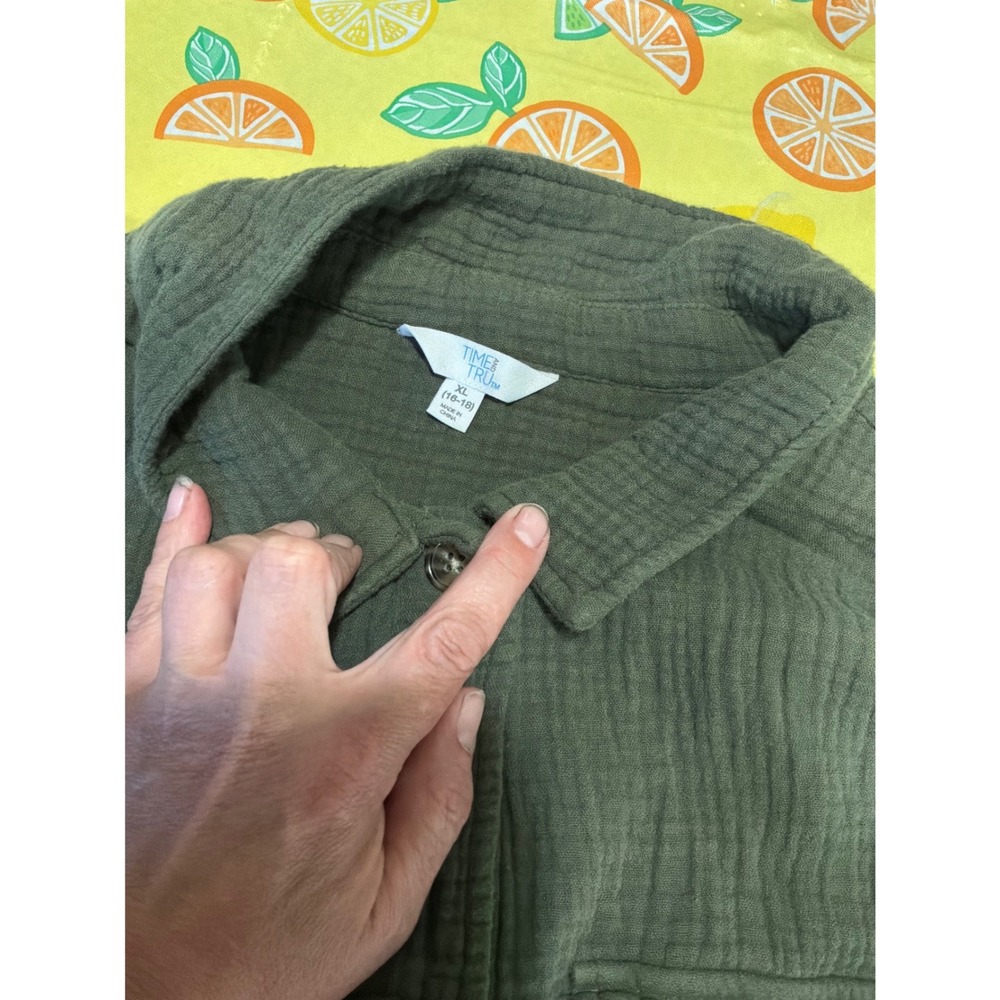 Utility Womens Time and‎ Tru Gauze Button Up Jacket XL Olive Green - Picture 2 of 6